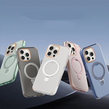 New Colorful Magnetic Bracket Phone Case With Holder Stand Cover For Magesafe Magnetic Transparent Wireless Charge Case For Phone - Jabula & Co