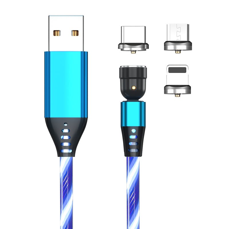 540 Rotate Luminous Magnetic Cable 3A Fast Charging Mobile Phone Charge Cable For LED Micro USB Type C For I Phone Cable - Jabula & Co