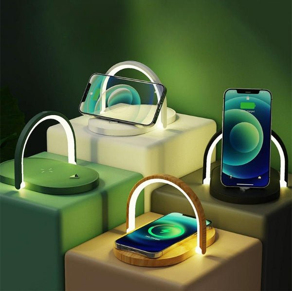 3 In 1 Foldable Wireless Charger Night Light Wireless Charging Station Stonego LED Reading Table Lamp 15W Fast Charging Light - Jabula & Co