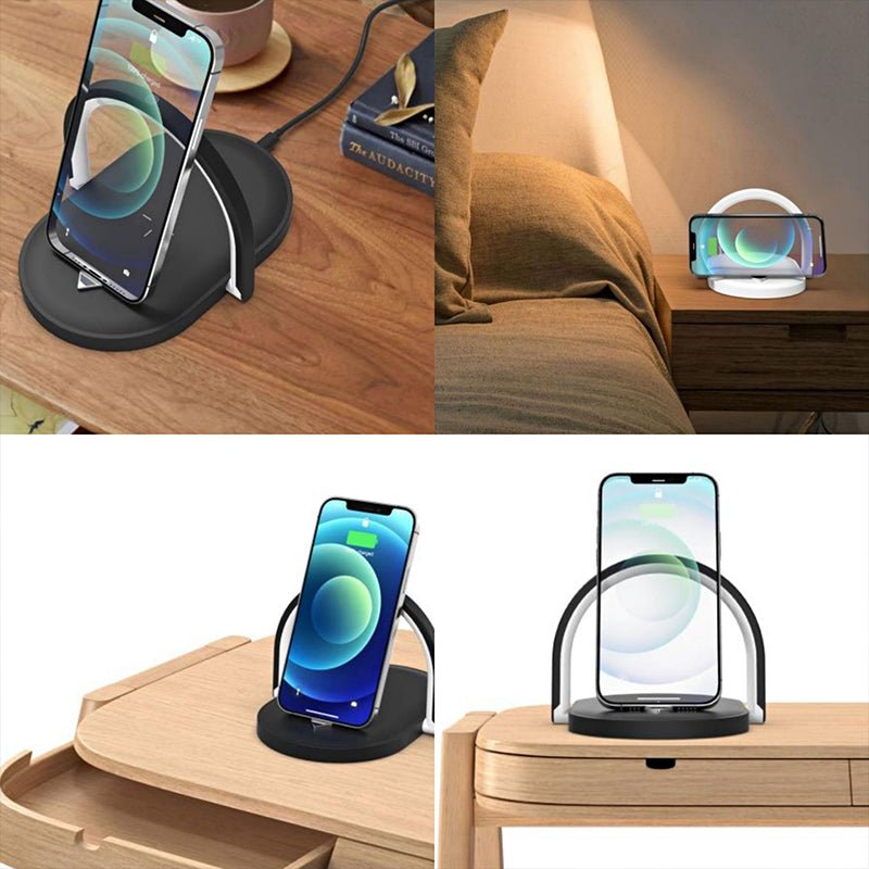 3 In 1 Foldable Wireless Charger Night Light Wireless Charging Station Stonego LED Reading Table Lamp 15W Fast Charging Light - Jabula & Co