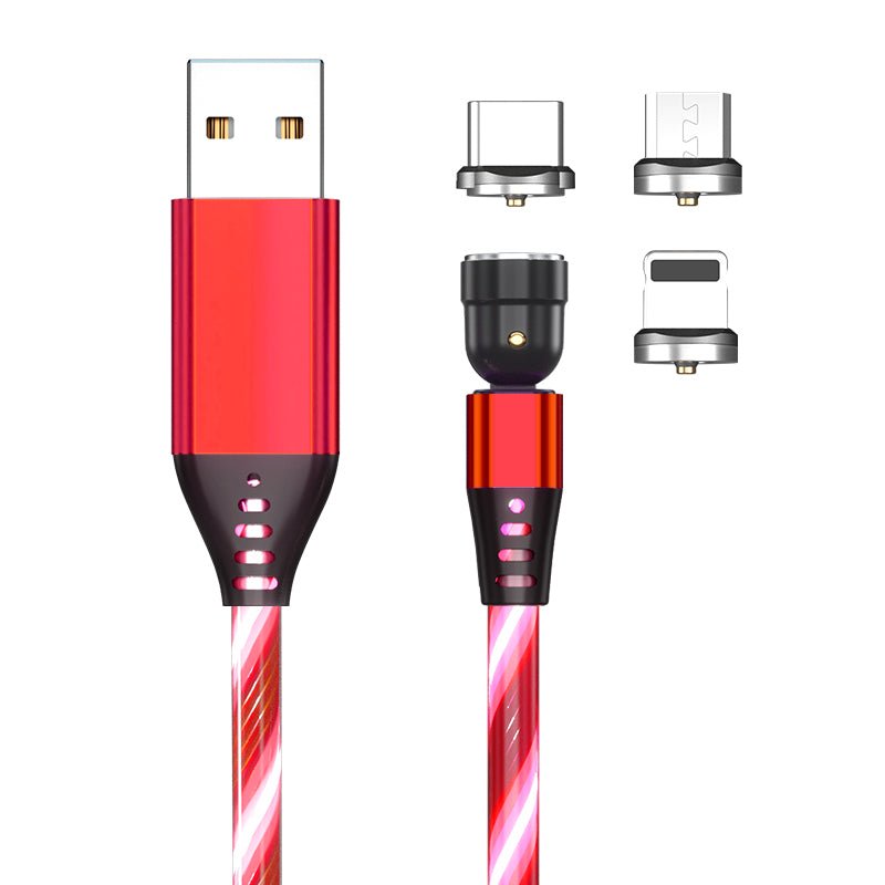 540 Rotate Luminous Magnetic Cable 3A Fast Charging Mobile Phone Charge Cable For LED Micro USB Type C For I Phone Cable by Beckett