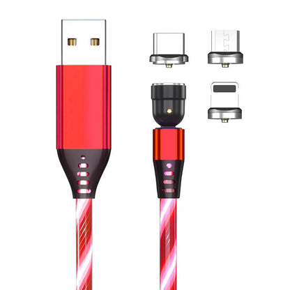 540 Rotate Luminous Magnetic Cable 3A Fast Charging Mobile Phone Charge Cable For LED Micro USB Type C For I Phone Cable by Beckett