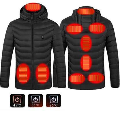 Winter Heated Jacket USB Electric Cotton Coat Zip-up Heater Thermal Clothing Heating Vest For Men - Jabula & Co