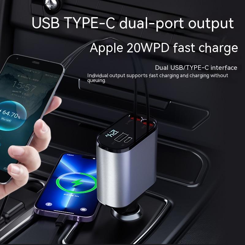Metal Car Charger 100W Super Fast Charging Car Cigarette Lighter USB And TYPE-C Adapter - Jabula & Co