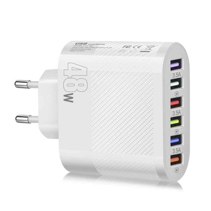 Mobile Phone Charger 6 Interface Travel Charging Plug