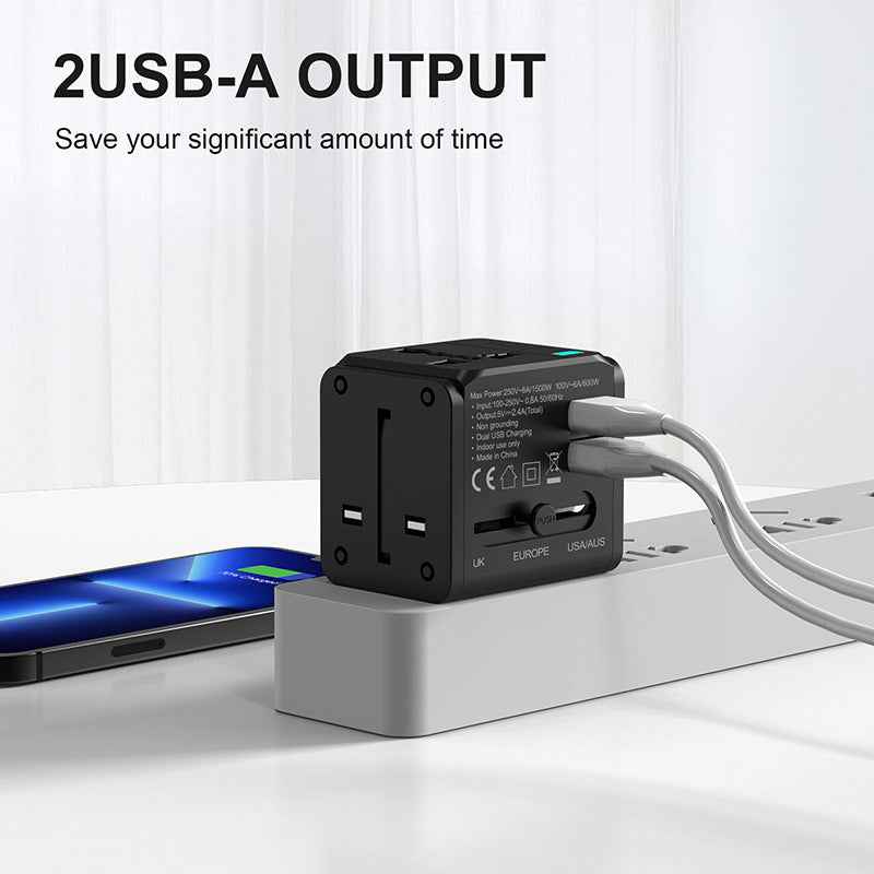 Multi-function Travel Charger Dual USB Port Universal Adapter