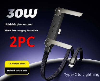 Fast Charging Foldable Bracket Data Cable 2-in-1 Data Wire Foldable Phone Tablet Stand Type-C To Type-C USB-A To Type-C - Jabula & Co
