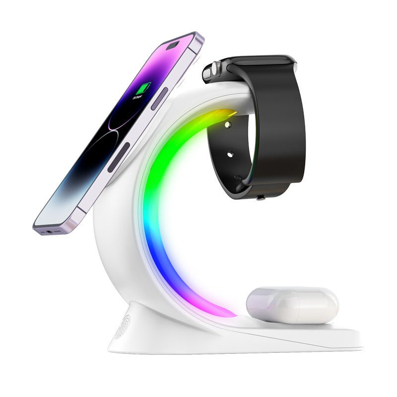 4 In 1 Magnetic Wireless Charger Fast Charging For Smart Phone Atmosphere Light Charging Station For Airpods Pro I-phone Watch by Jabula & Co