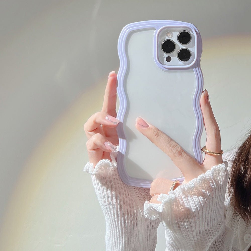 Wave Border Mobile Phone Case Solid Color Simple Candy Color - Jabula & Co