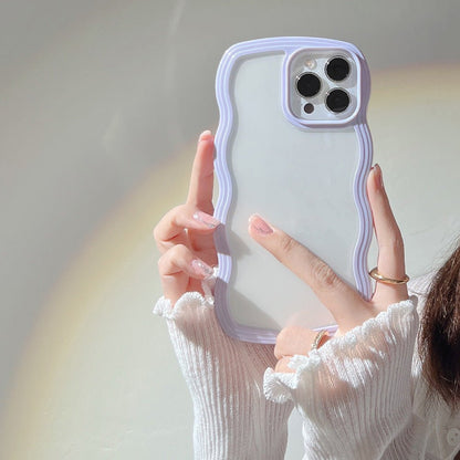Wave Border Mobile Phone Case Solid Color Simple Candy Color - Jabula & Co