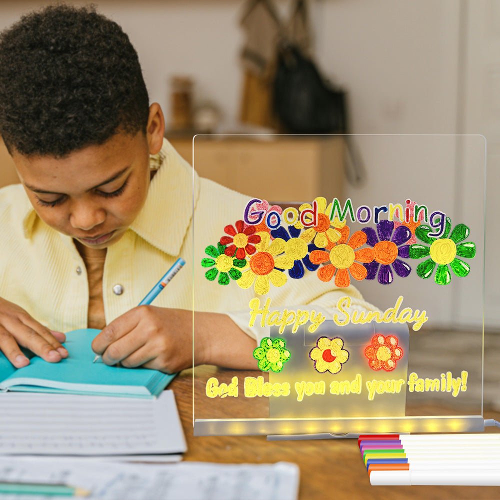 LED Acrylic Drawing Board DIY Erasable Luminous Writing Boards With Stand USB Plug Message Board With NightLight by Jabula & Co