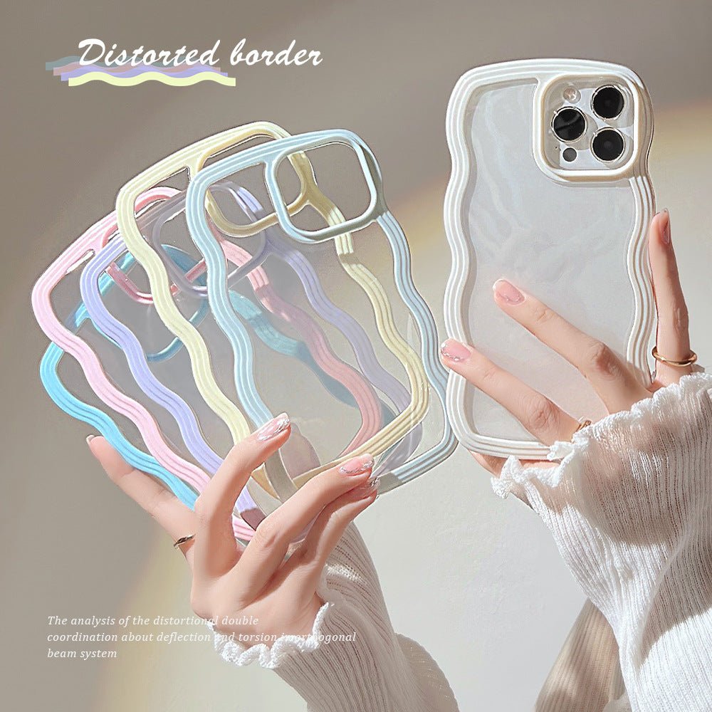 Wave Border Mobile Phone Case Solid Color Simple Candy Color - Jabula & Co