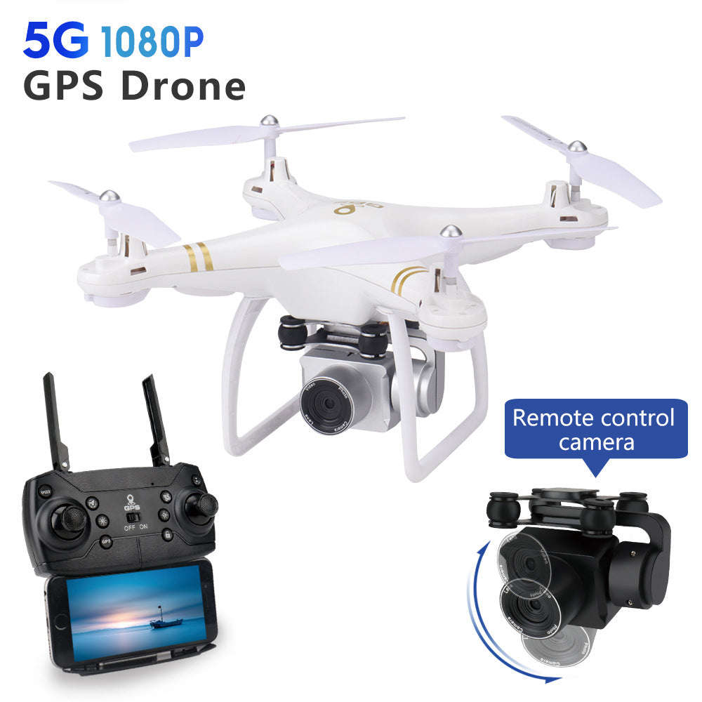 White four axis GPS drone with camera and remote controller