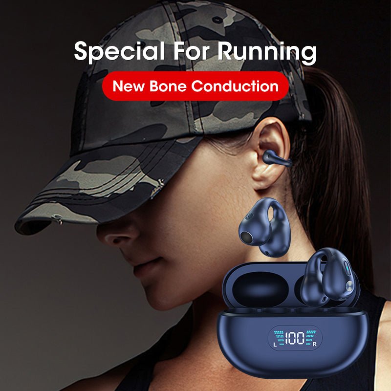 Bone Conduction Headphones TWS Earbuds Ear Clip Bluetooth 5.3 Touch Wireless Earphone In-Ear Bass HIFI Sports Headset - Jabula & Co