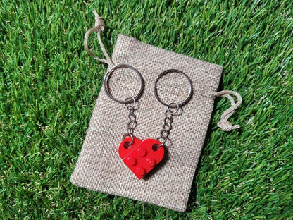 Lego Heart Keychain Set, Couples Matching Love Charm Gift