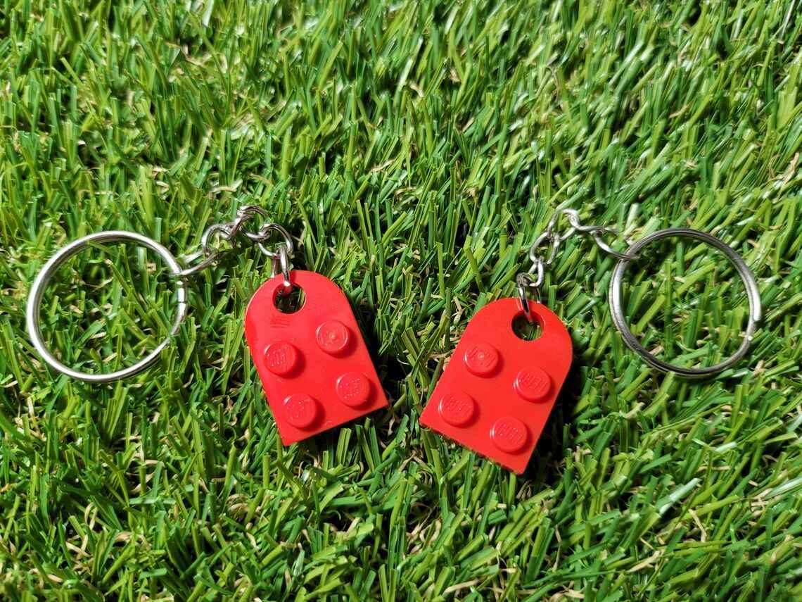 Lego Heart Keychain Set, Couples Matching Love Charm Gift