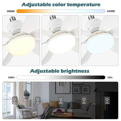 Modern Led Ceiling Fan With Light Dimmable E27 Bedroom Living Room Fan Lamp 30W - Jabula & Co