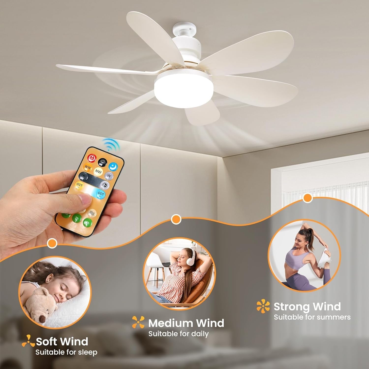 Modern Led Ceiling Fan With Light Dimmable E27 Bedroom Living Room Fan Lamp 30W - Jabula & Co
