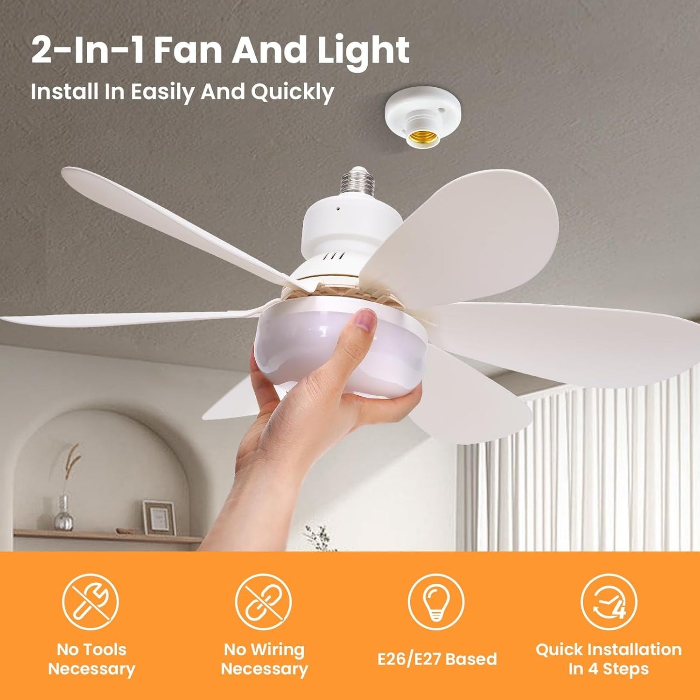 Modern Led Ceiling Fan With Light Dimmable E27 Bedroom Living Room Fan Lamp 30W - Jabula & Co