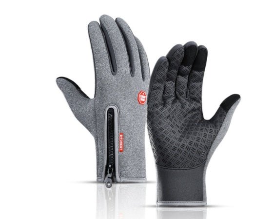 Outdoor Waterproof Gloves Touch Screen Windproof Riding Zipper Sports Winter Warm Fleece Mountaineering Gloves - Jabula & Co