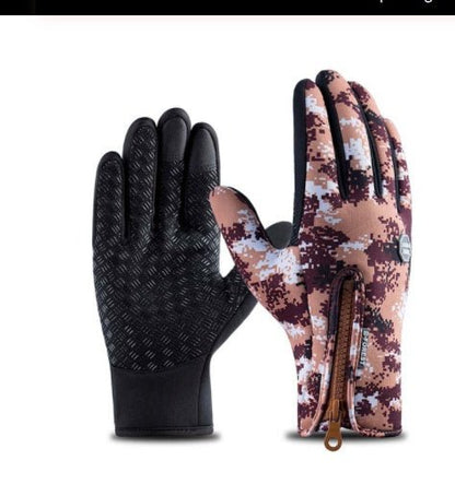 Outdoor Waterproof Gloves Touch Screen Windproof Riding Zipper Sports Winter Warm Fleece Mountaineering Gloves - Jabula & Co