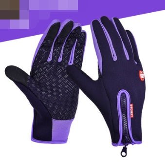 Outdoor Waterproof Gloves Touch Screen Windproof Riding Zipper Sports Winter Warm Fleece Mountaineering Gloves - Jabula & Co