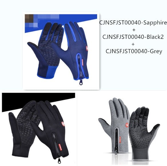 Outdoor Waterproof Gloves Touch Screen Windproof Riding Zipper Sports Winter Warm Fleece Mountaineering Gloves - Jabula & Co