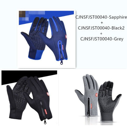 Outdoor Waterproof Gloves Touch Screen Windproof Riding Zipper Sports Winter Warm Fleece Mountaineering Gloves - Jabula & Co