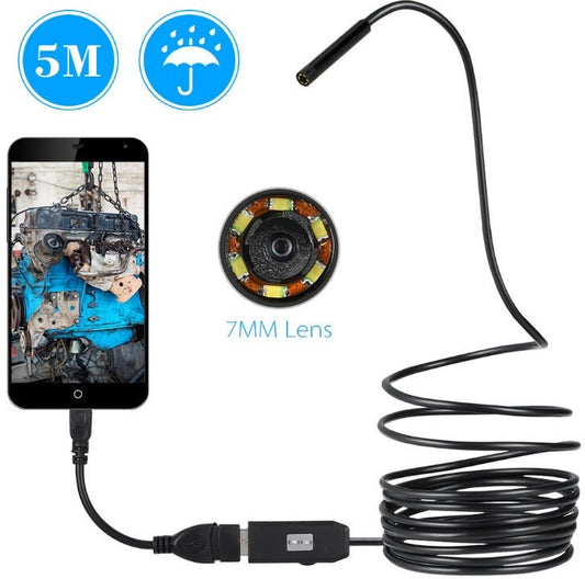 OWSOO 6 LED 7MM USB Endoscope Camera 5M Waterproof USB Wire Snake Tube Inspection Borescope For OTG Compatible Android Phones - Jabula & Co